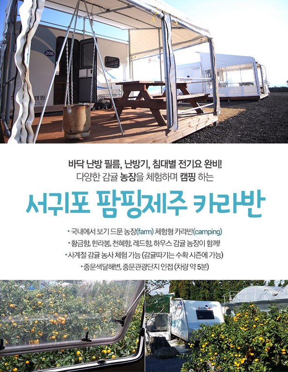 쿠팡 모바일 [특가펜션] 서귀포 팜핑제주카라반-숯불무료/한라봉체험(4/15까지)